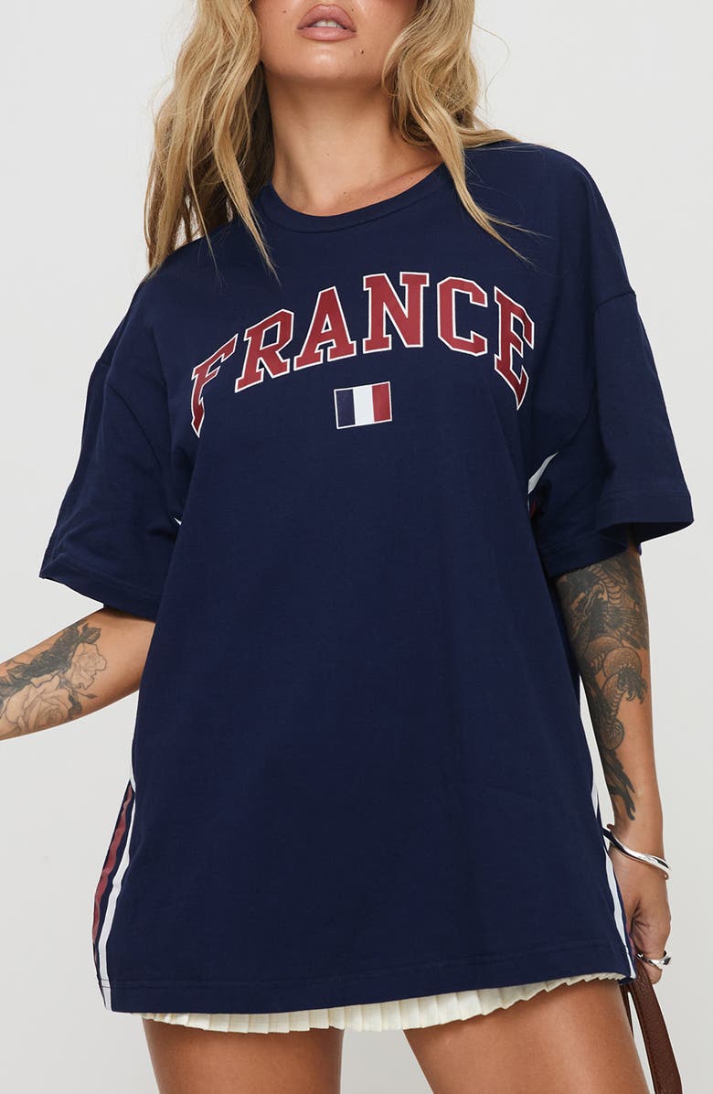 Princess Polly Goal France Oversize Graphic T-Shirt, Main, color,