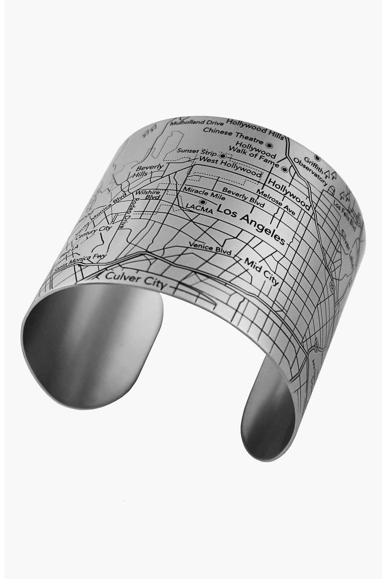 'LA Metro Map' Adjustable Cuff Bracelet, Alternate, color, BLACK MAP