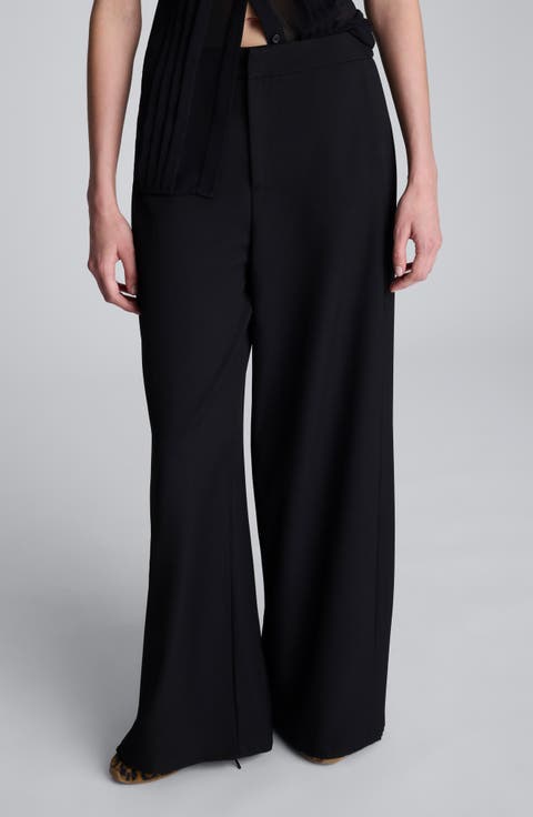 Wide Leg Side Pleat Pants