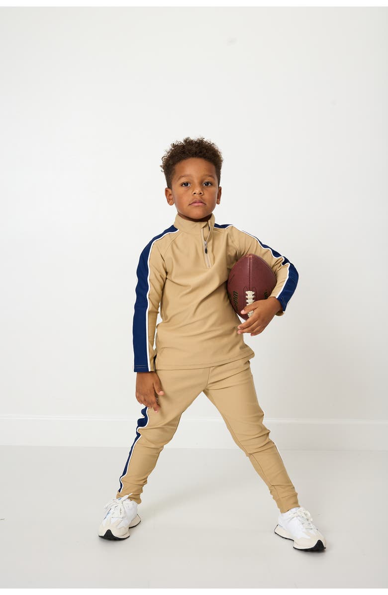 Courtside Kids Boys Half Zip, Alternate, color, Khaki Navy Stripe
