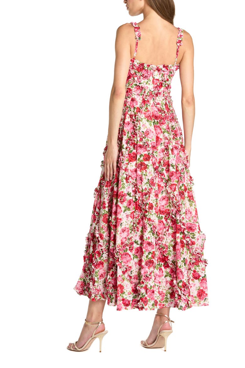 Ruffle Scoop Neck Floral A-Line Dress, Alternate, color, Pink Multi