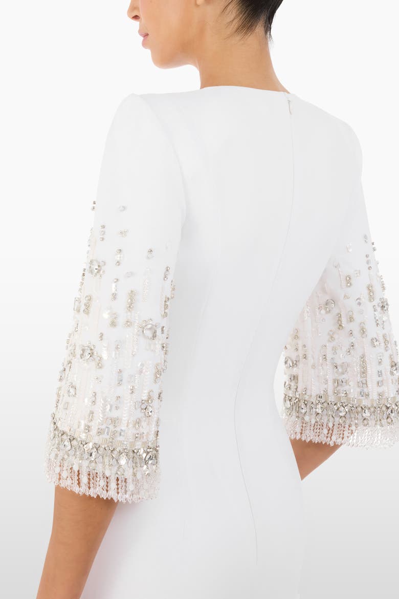 Ebba Crystal-Embellished Midi Dress, Alternate, color, Natural White