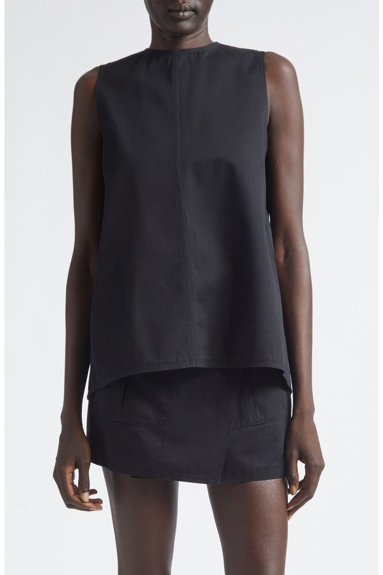 Nerina Sleeveless Cotton Drill Top, Main, color, BLACK