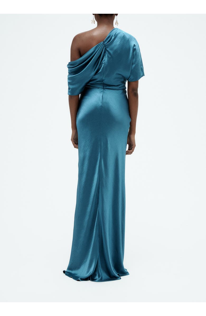 Amsale Liquid Satin Slouch Gown, Alternate, color, Ocean