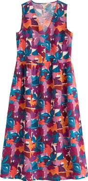 Seasalt Cornwall Lowland Heather Floral Linen Midi Dress