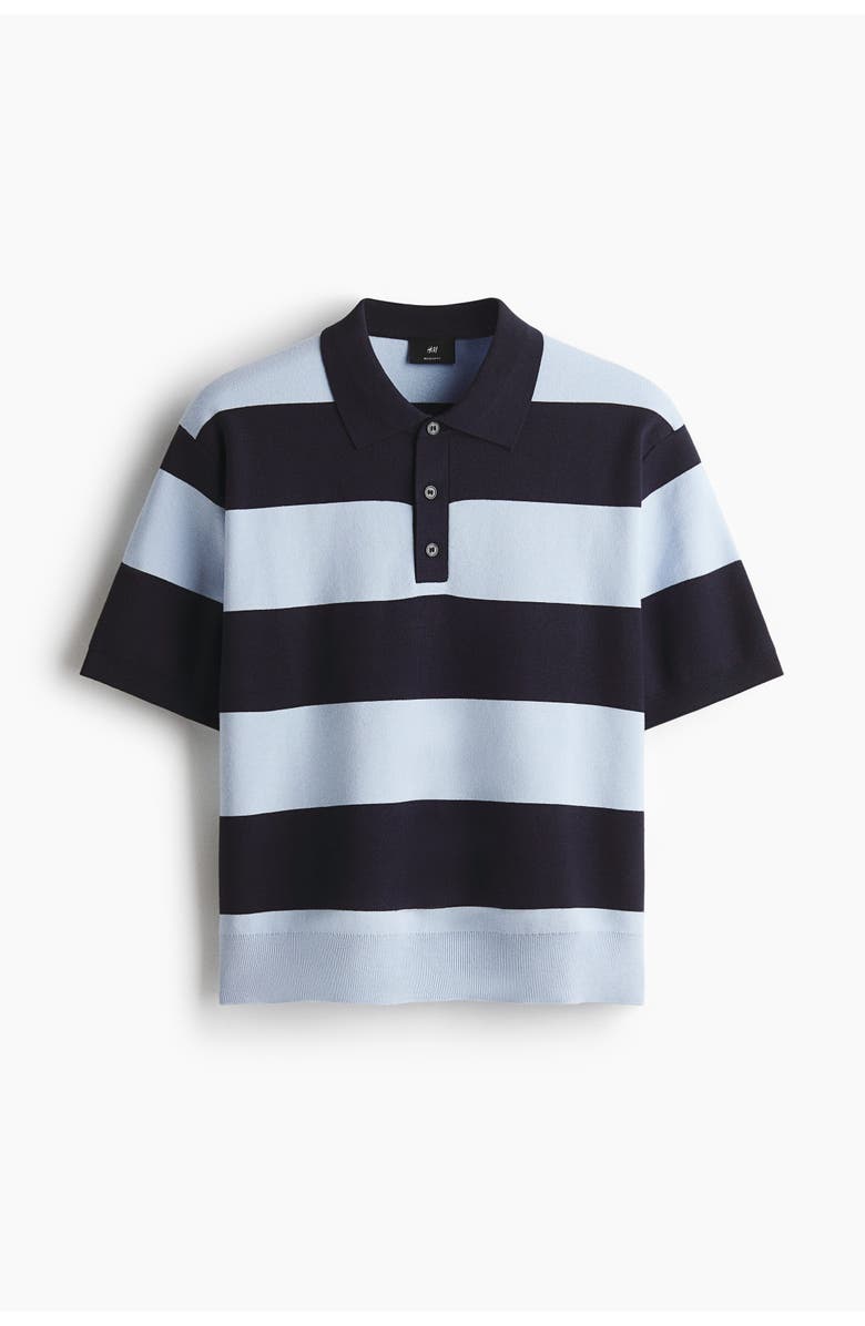 H&M Regular Fit Polo Shirt, Main, color, Navy Blue/Striped