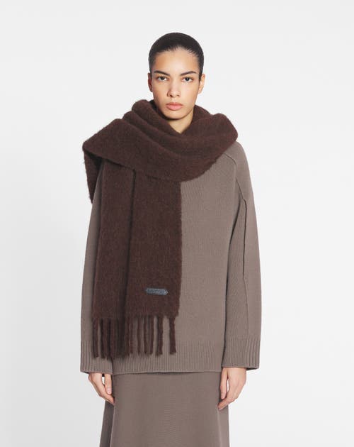 Lanvin Fringed Scarf In Wool In Dark Brown