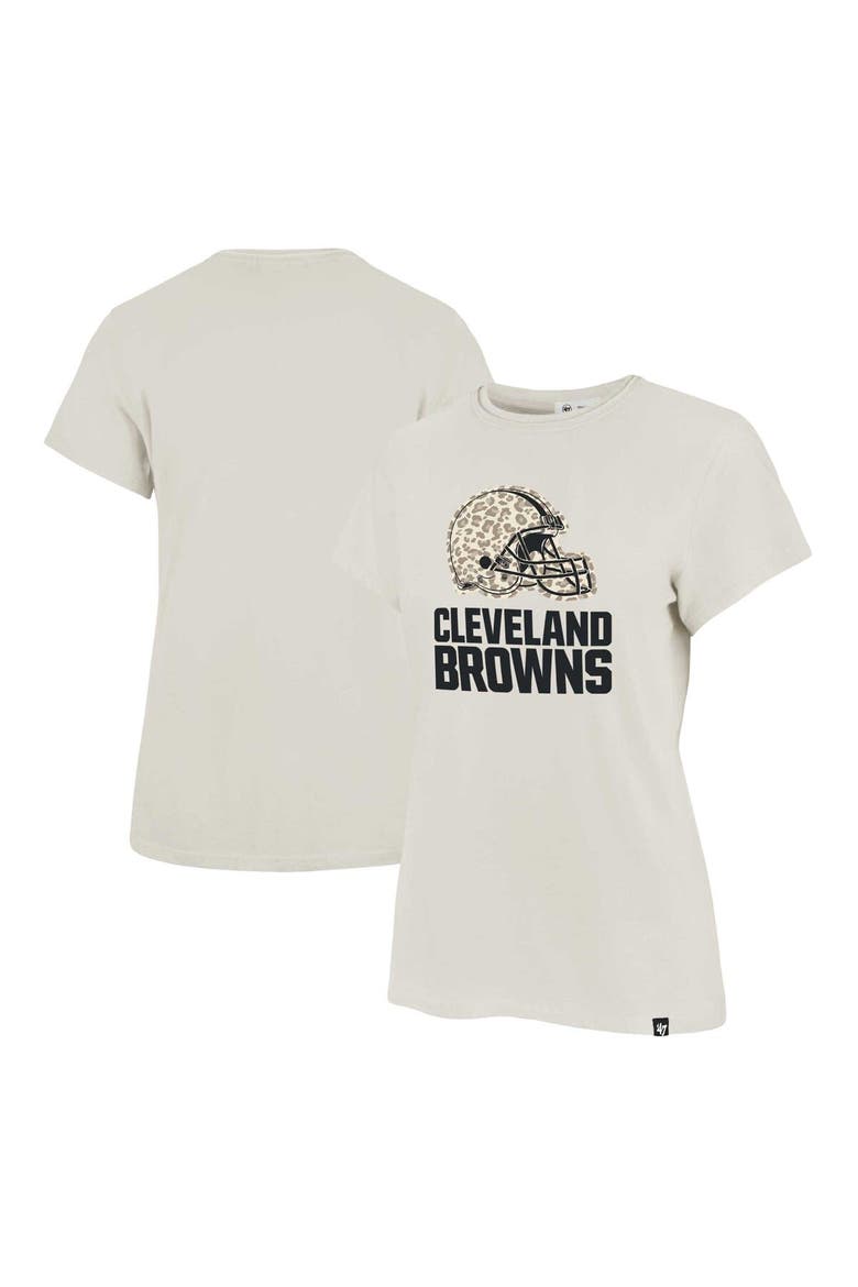 Women's '47 Cream Cleveland Browns Panthera Frankie T-Shirt, Alternate, color, Cream