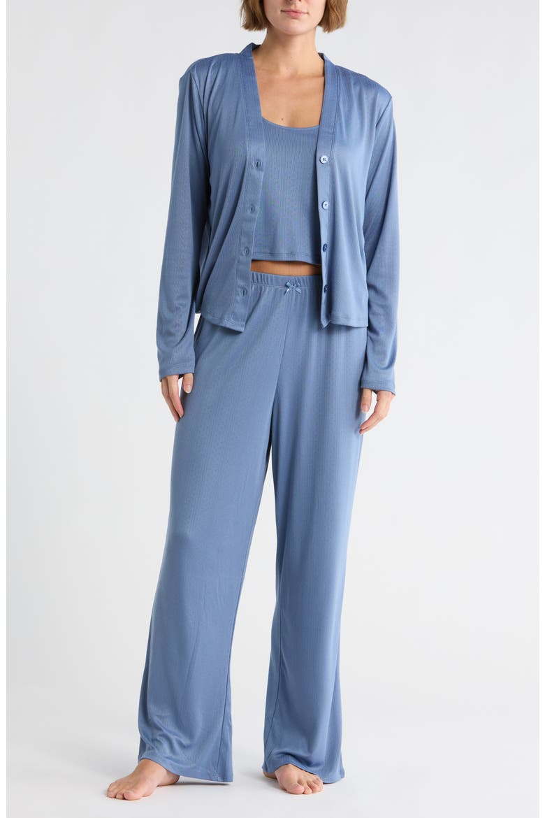 Pointelle Cardigan, Tank & Pants Pajamas, Main, color, INFINITY