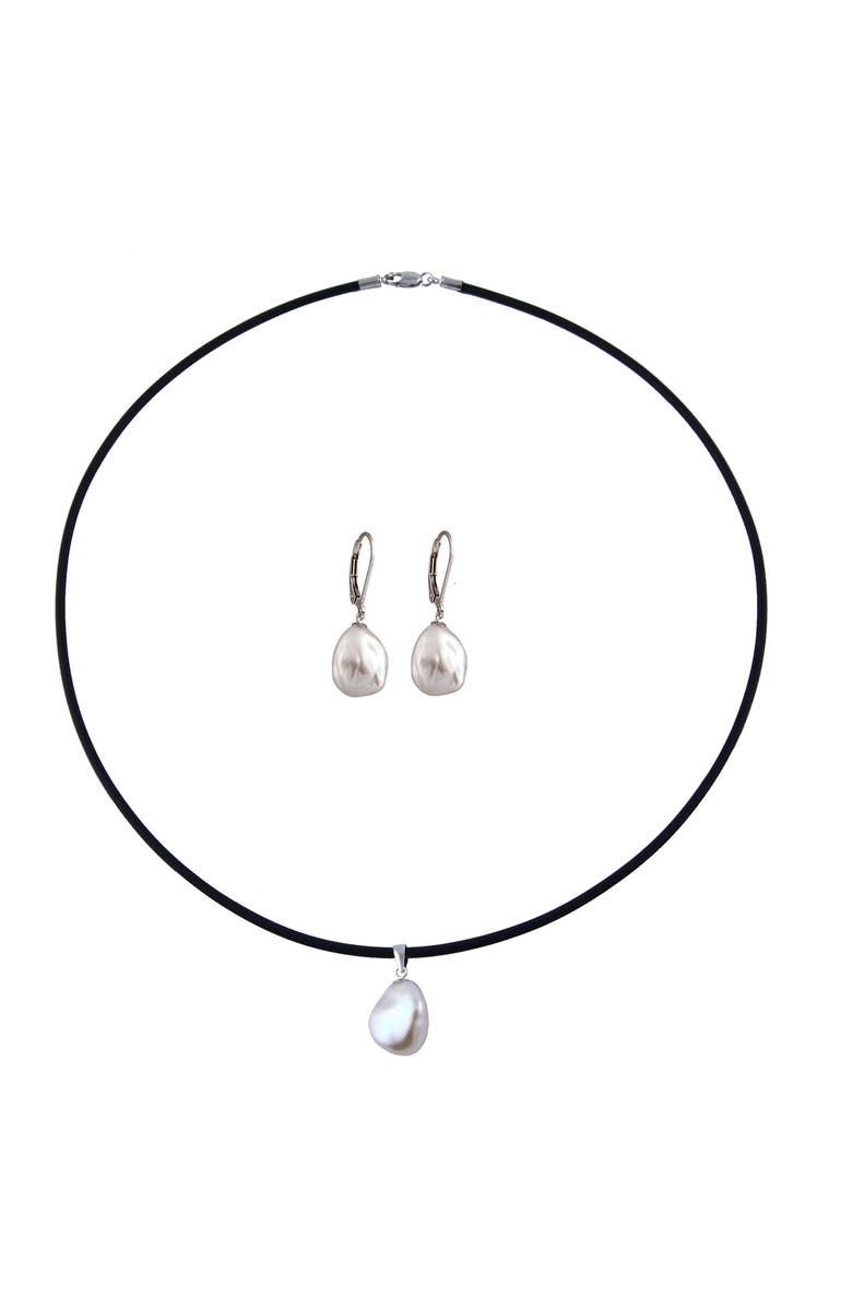 SPLENDID PEARLS 10-11mm Keshi Pearl Necklace & Earrings 2-Piece Set, Main, color, 