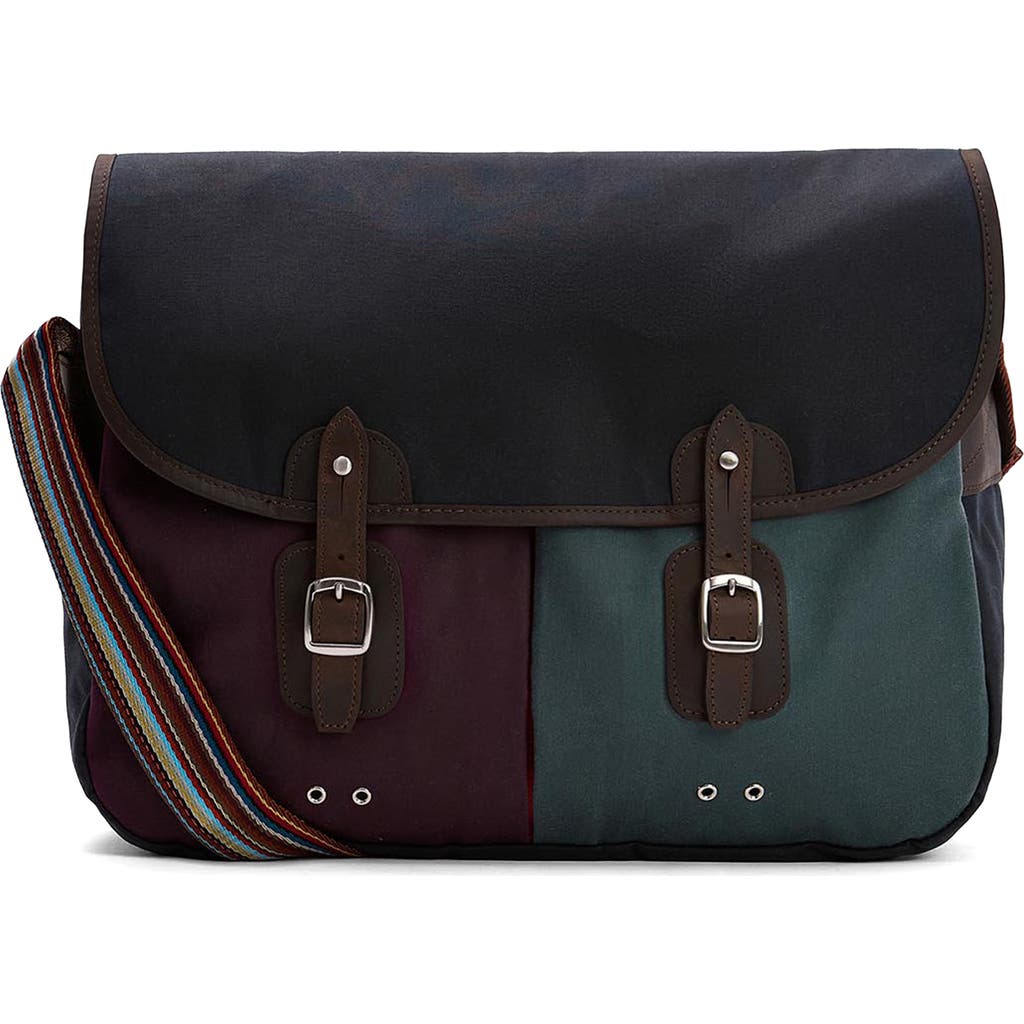 Barbour X Paul Smith Tarras Waxed Cotton Messenger Bag In Multi
