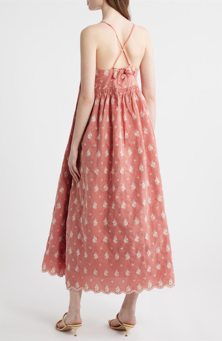 FRNCH Santa Embroidered Eyelet Sleeveless Maxi Dress, Alternate, color, Rouge
