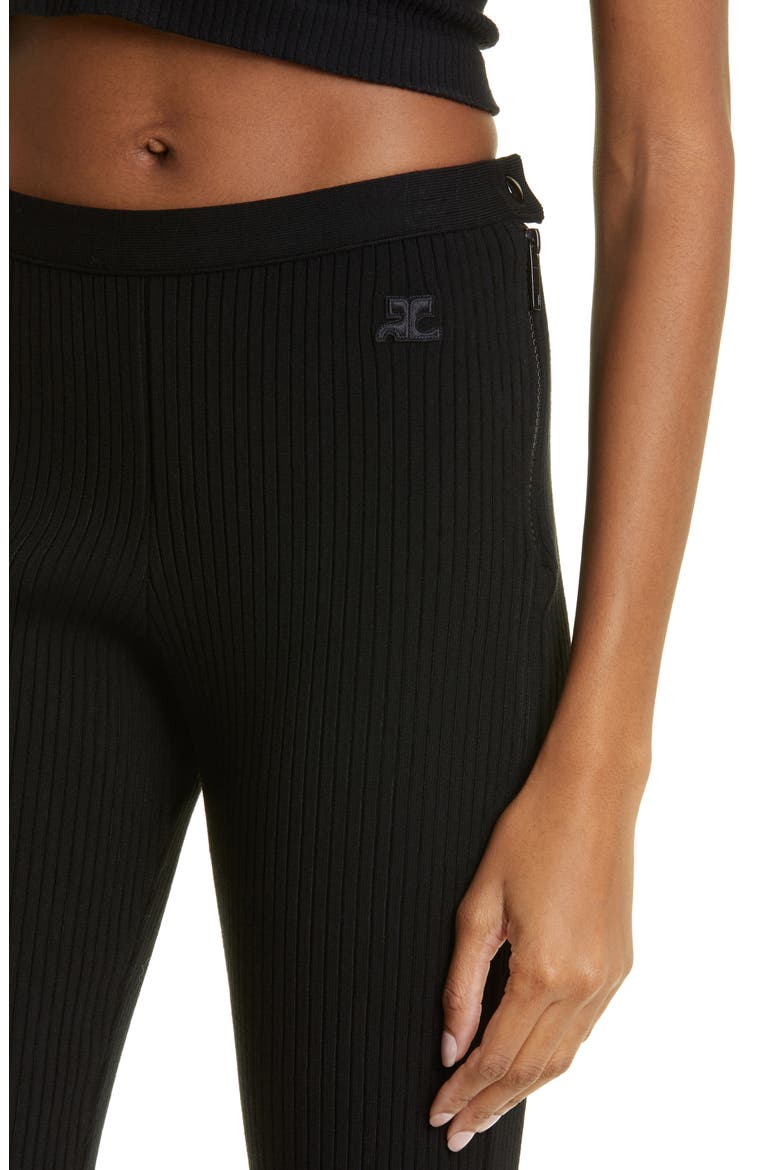 Rib Knit Flare Pants, Alternate, color, BLACK