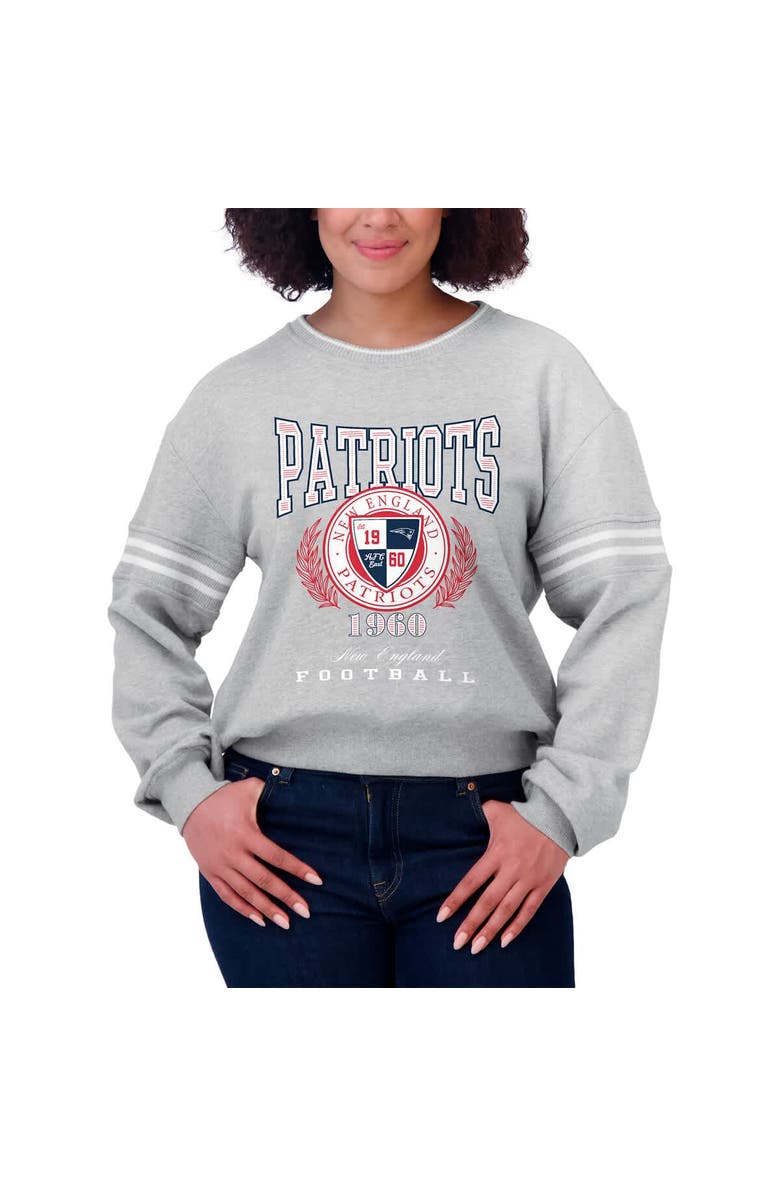 WEAR by Erin Andrews Women's WEAR by Erin Andrews Heather Gray New England Patriots Pullover Sweatshirt, Alternate, color, 