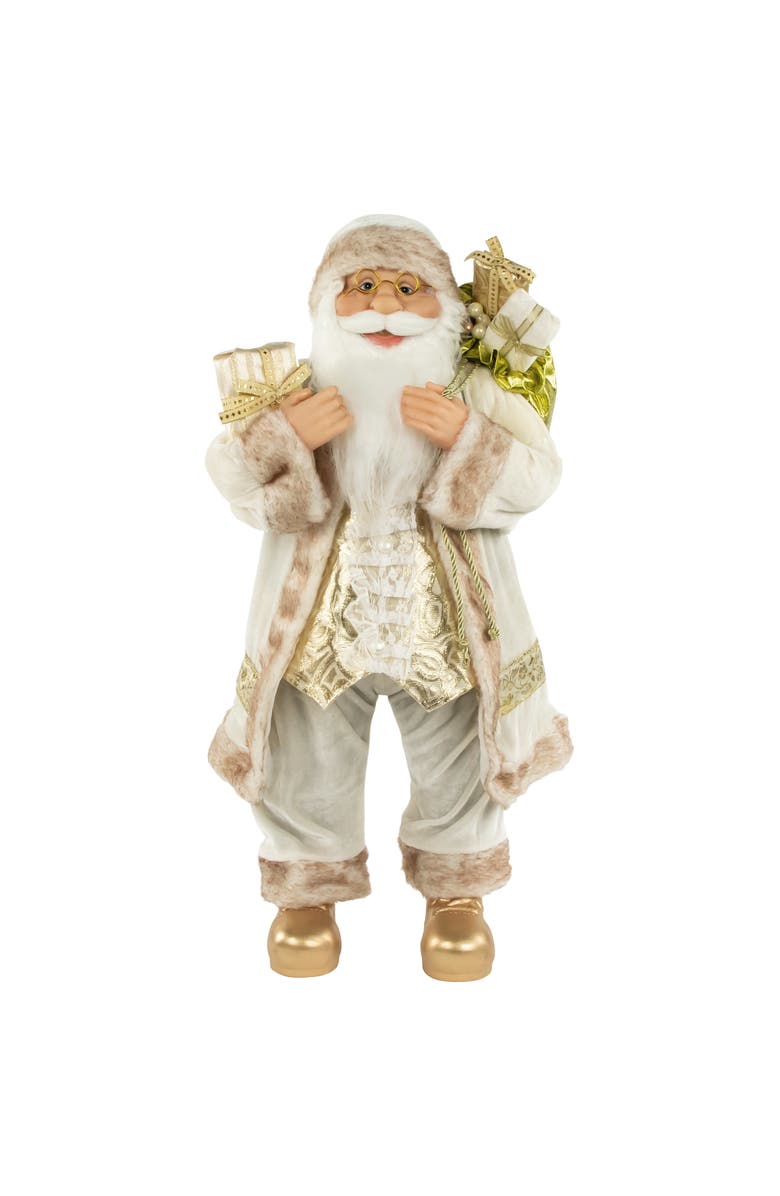 Northlight 24" White and Ivory Santa Claus with Gift Bag Christmas Figure, Main, color, 