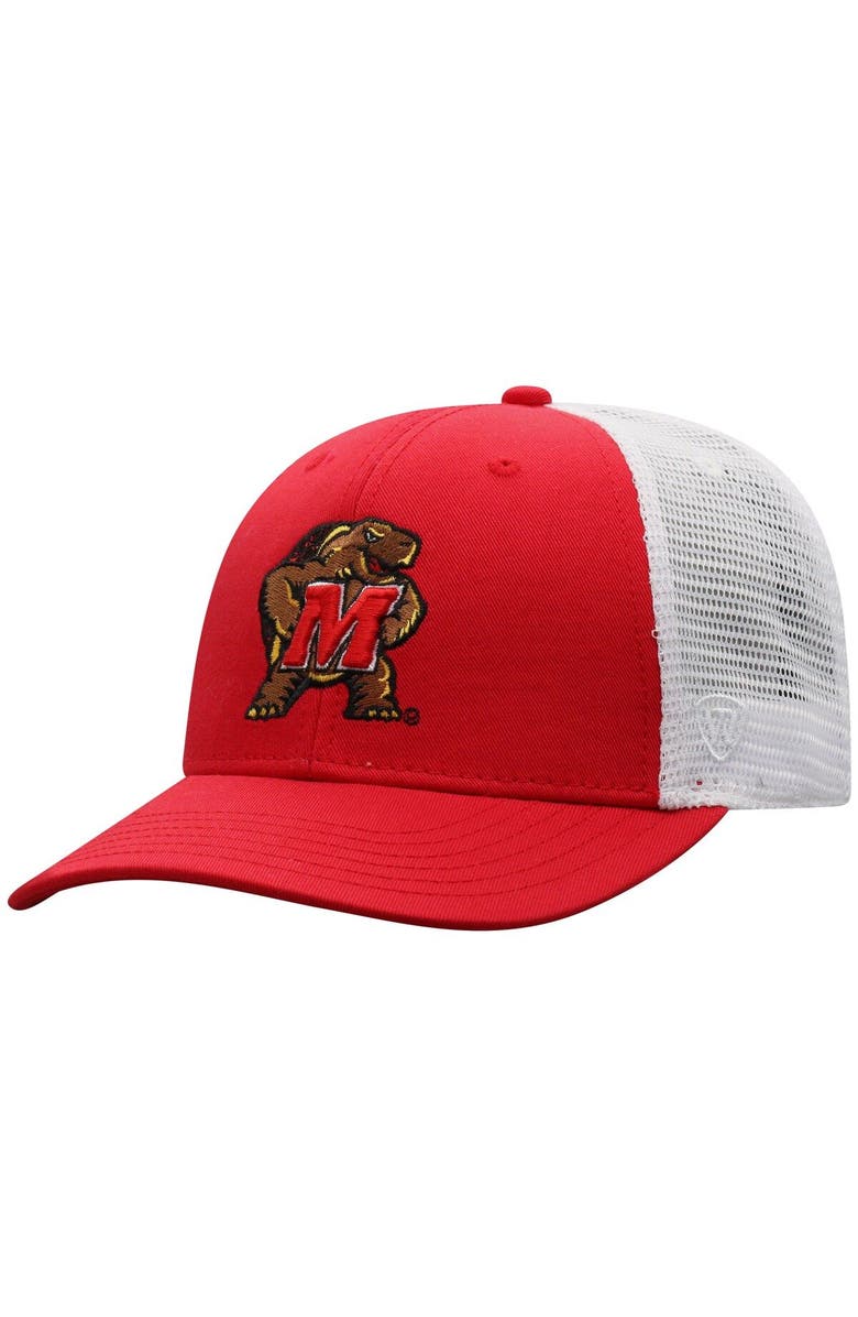 TOP OF THE WORLD Men's Top of the World Red/White Maryland Terrapins Trucker Snapback Hat, Main, color, Red