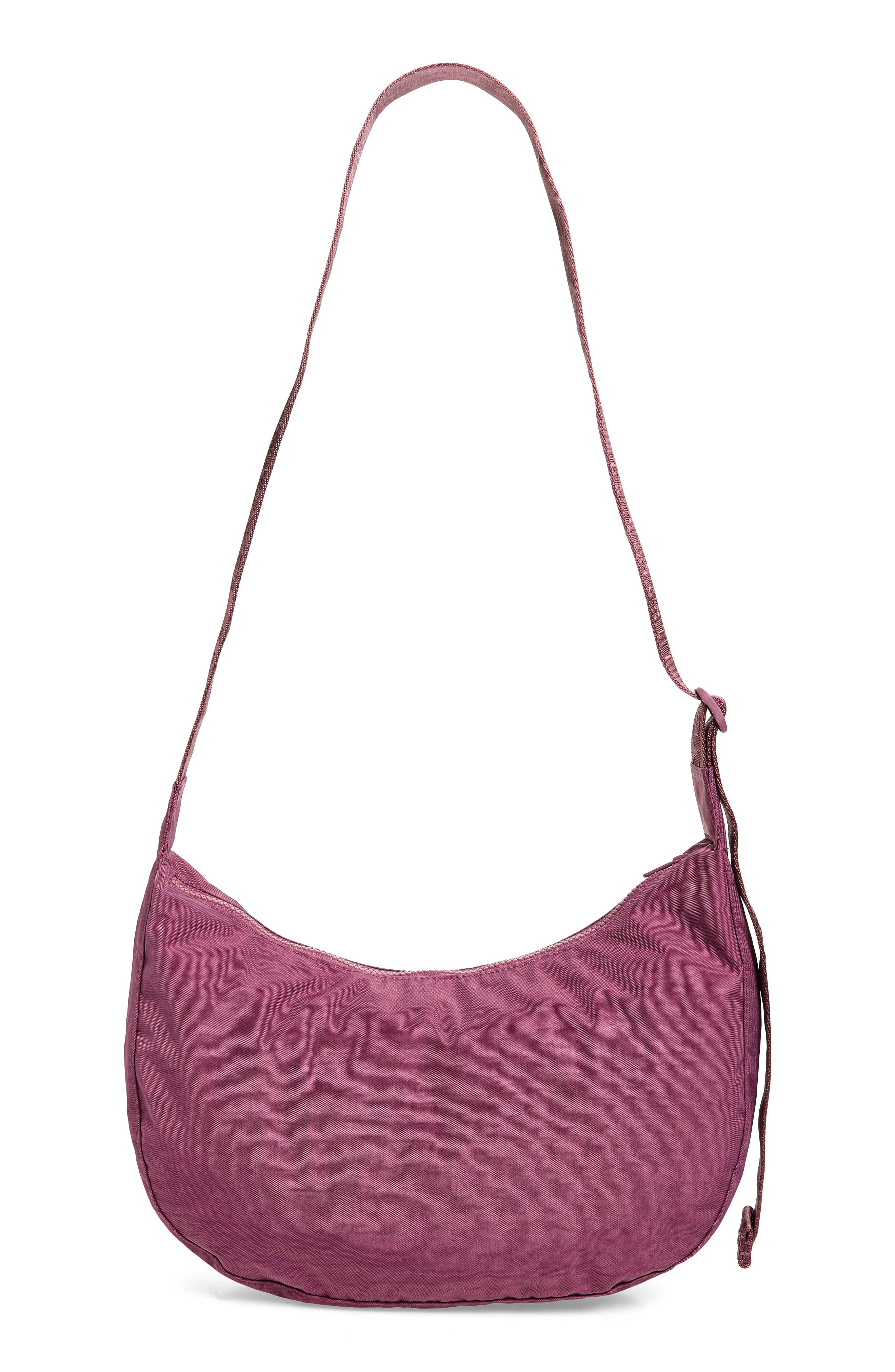 Medium Crescent Recycled Nylon Crossbody Bag, Alternate, color, WILD PLUM