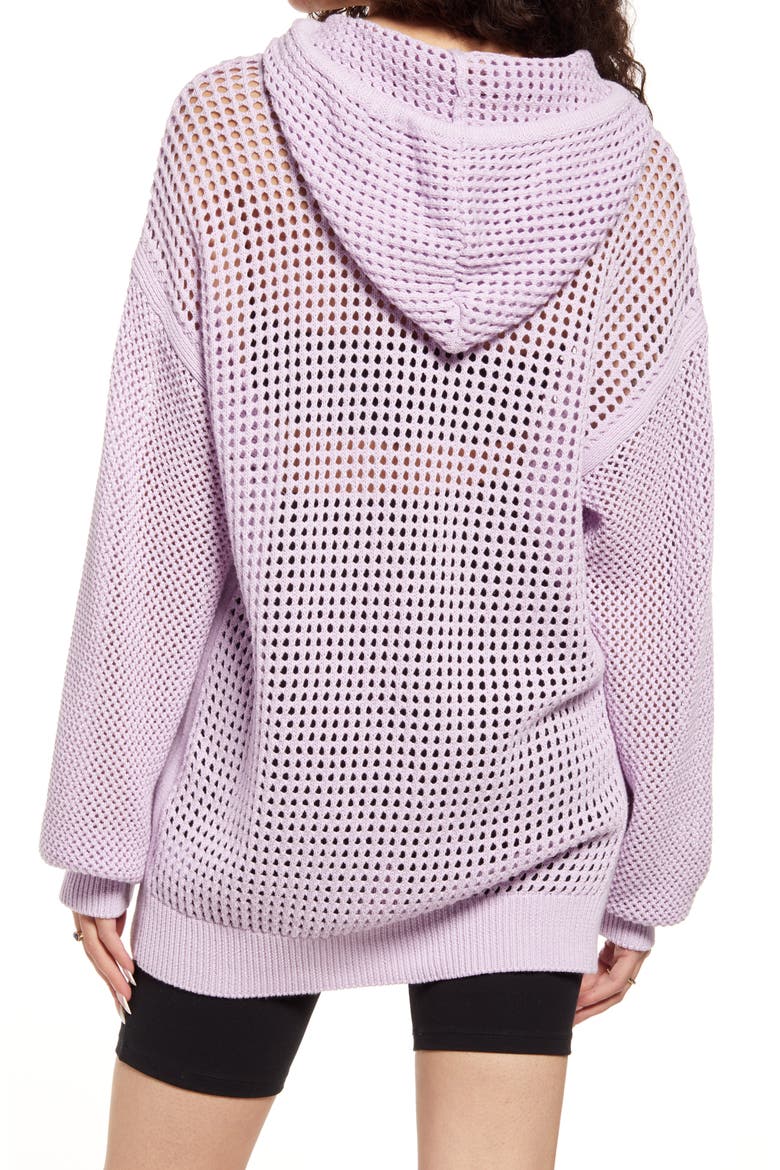 Oversize Loose Knit Cotton Hoodie, Alternate, color, PURPLE BLOOM
