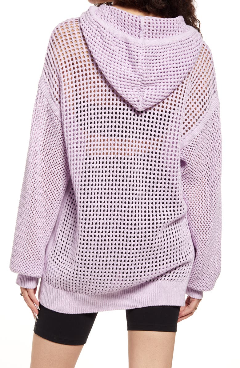 BP. Oversize Loose Knit Cotton Hoodie, Alternate, color,