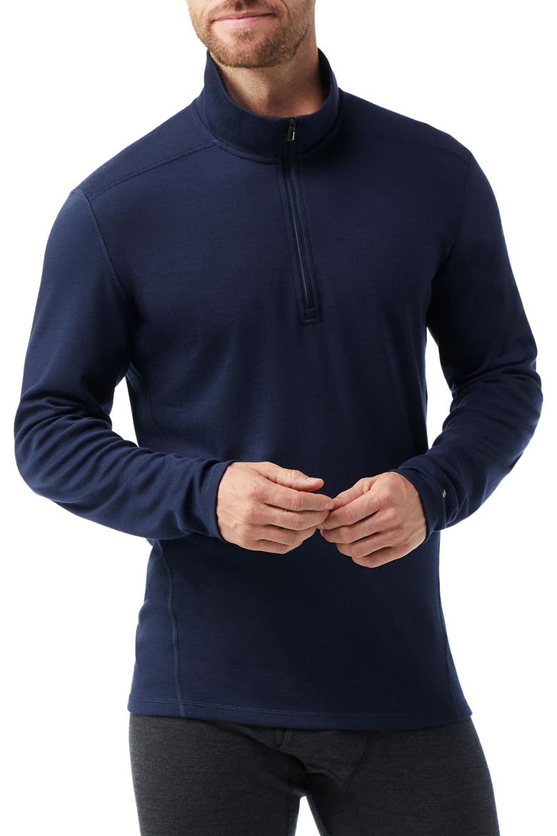 Classic Thermal Merino Base Layer Quarter Zip Pullover, Main, color, DEEP NAVY