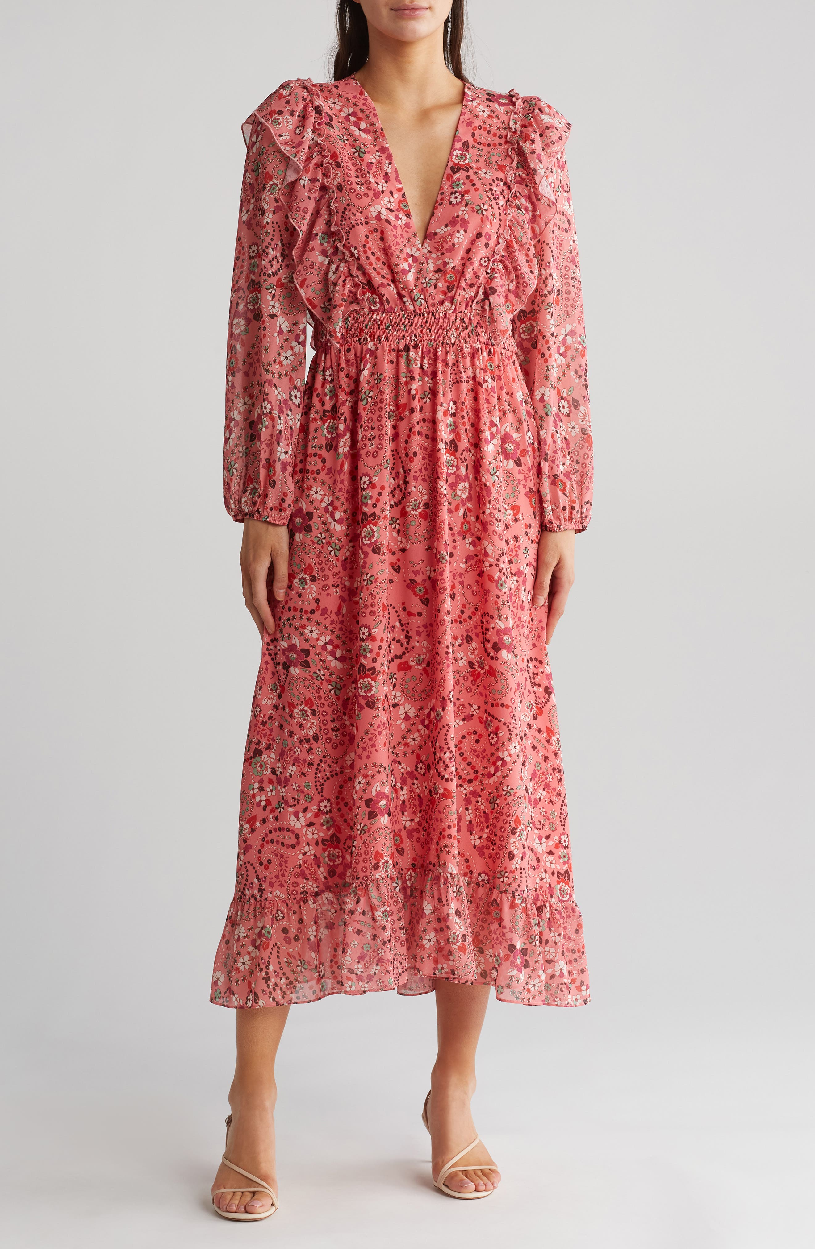 AREA STARS Gisele Long Sleeve Midi Dress