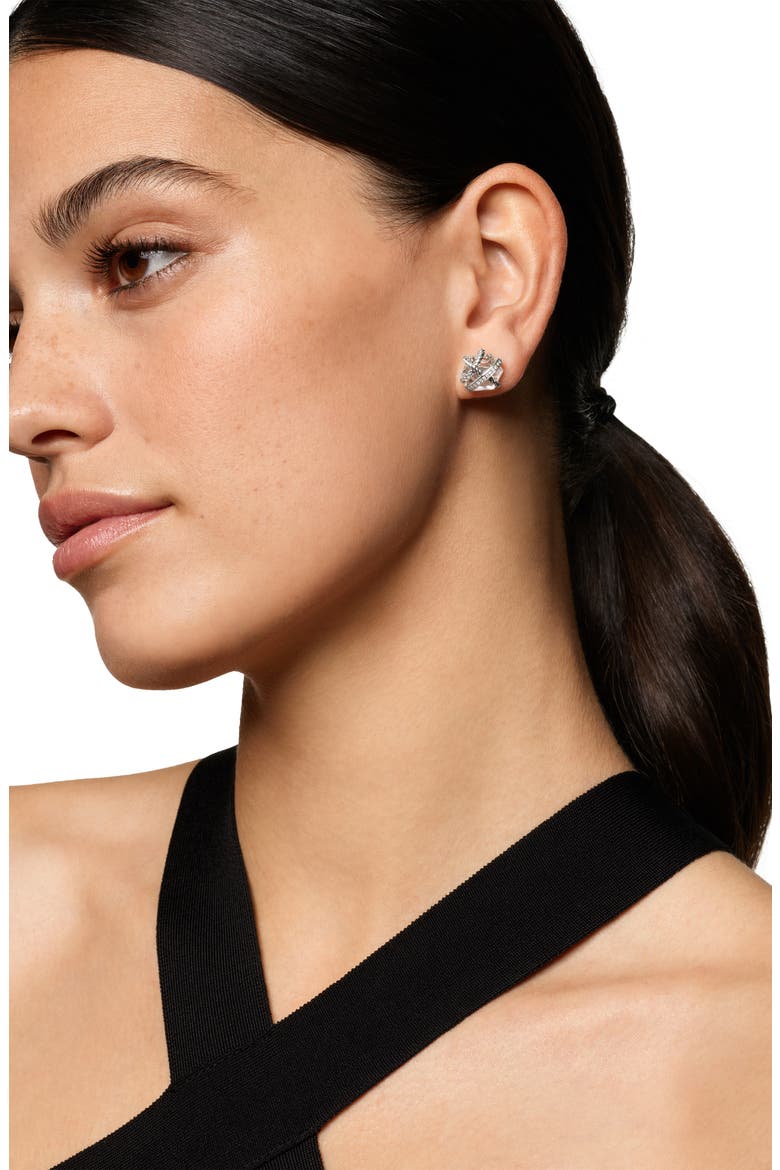 Cable Wrap Earrings with Semiprecious Stones & Diamonds, Alternate, color, CRYSTAL