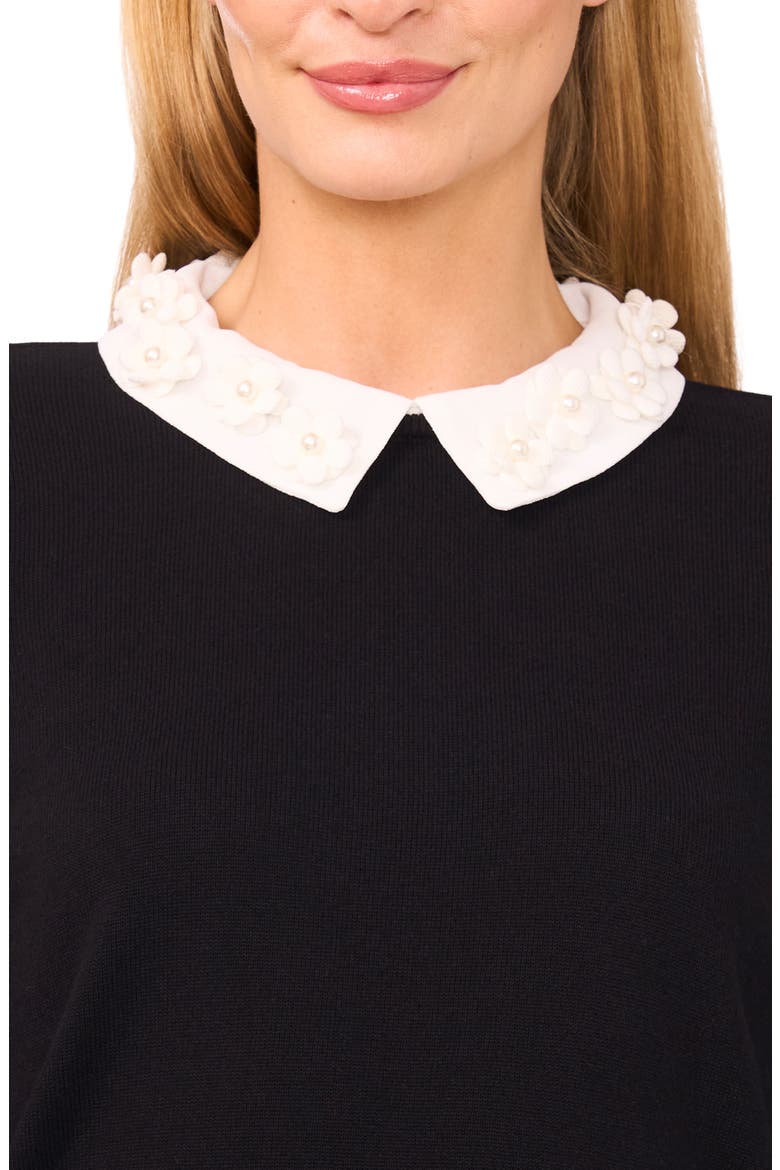 Contrast Woven Trim Sweater, Alternate, color, RICH BLACK