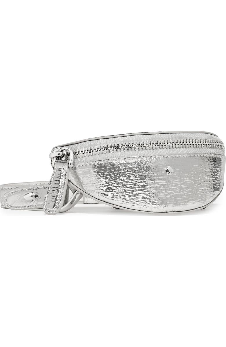 Kate Spade New York mini duo crinkle metallic leather crossbody bag, Alternate, color, Silver