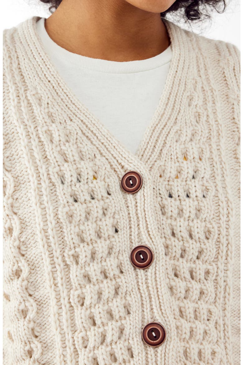 Cable Button-Up Vest, Alternate, color, CREAM 3