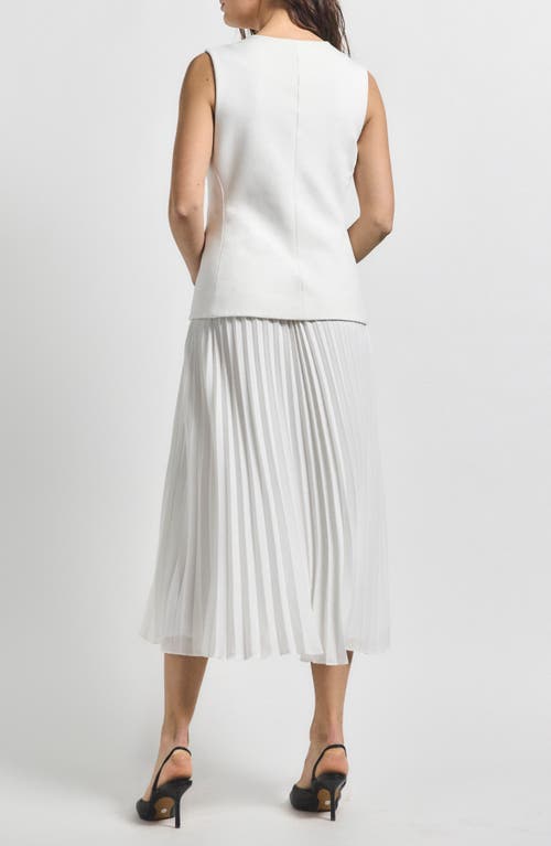 Derek Lam 10 Crosby Lauren Mixed Media Midi Dress In Soft White