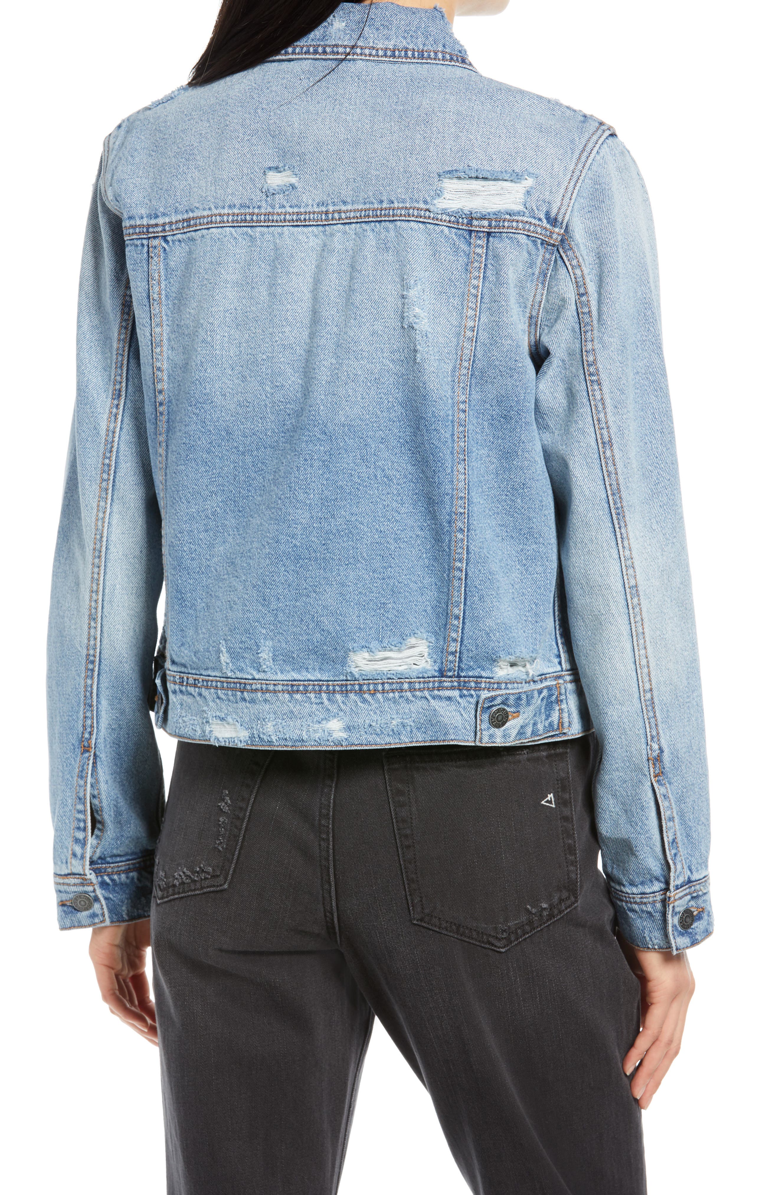 Fitted Denim Trucker Jacket - image 2