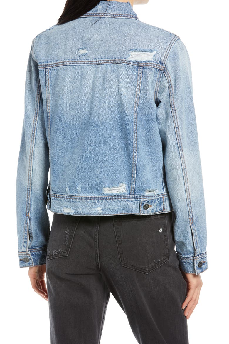 Fitted Denim Trucker Jacket, Alternate, color, LIGHT WASH