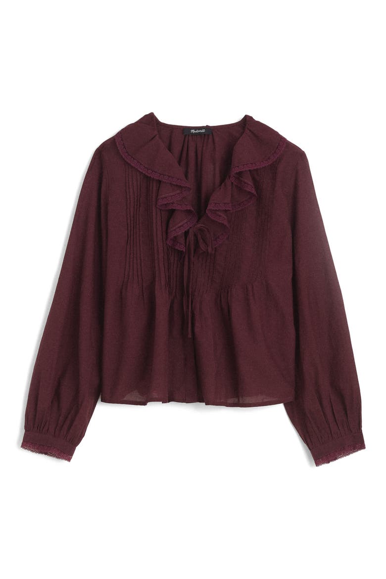 The Georgina Long Sleeve Voile Top, Alternate, color, SMOKED CLARET