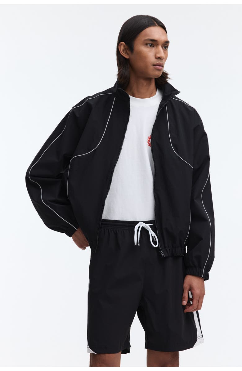 H&M Regular Fit Track Shorts, Alternate, color, Black/Color Block