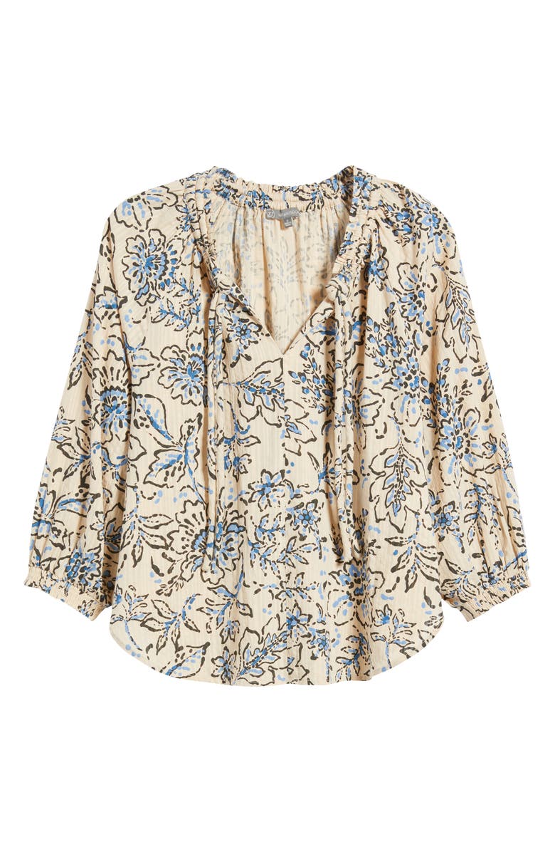 Wit & Wisdom Floral Cotton Peasant Top, Alternate, color, Stone/ Blue Crush Multi