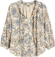 Wit & Wisdom Floral Cotton Peasant Top