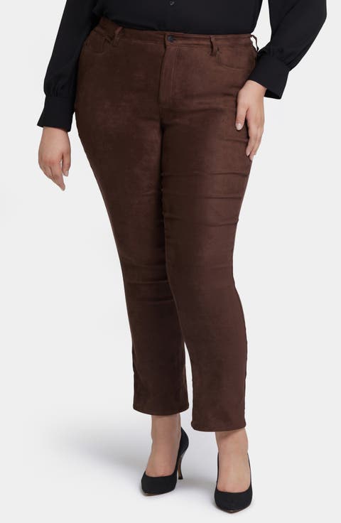 Sheri Slim Faux Suede Pants (Plus)