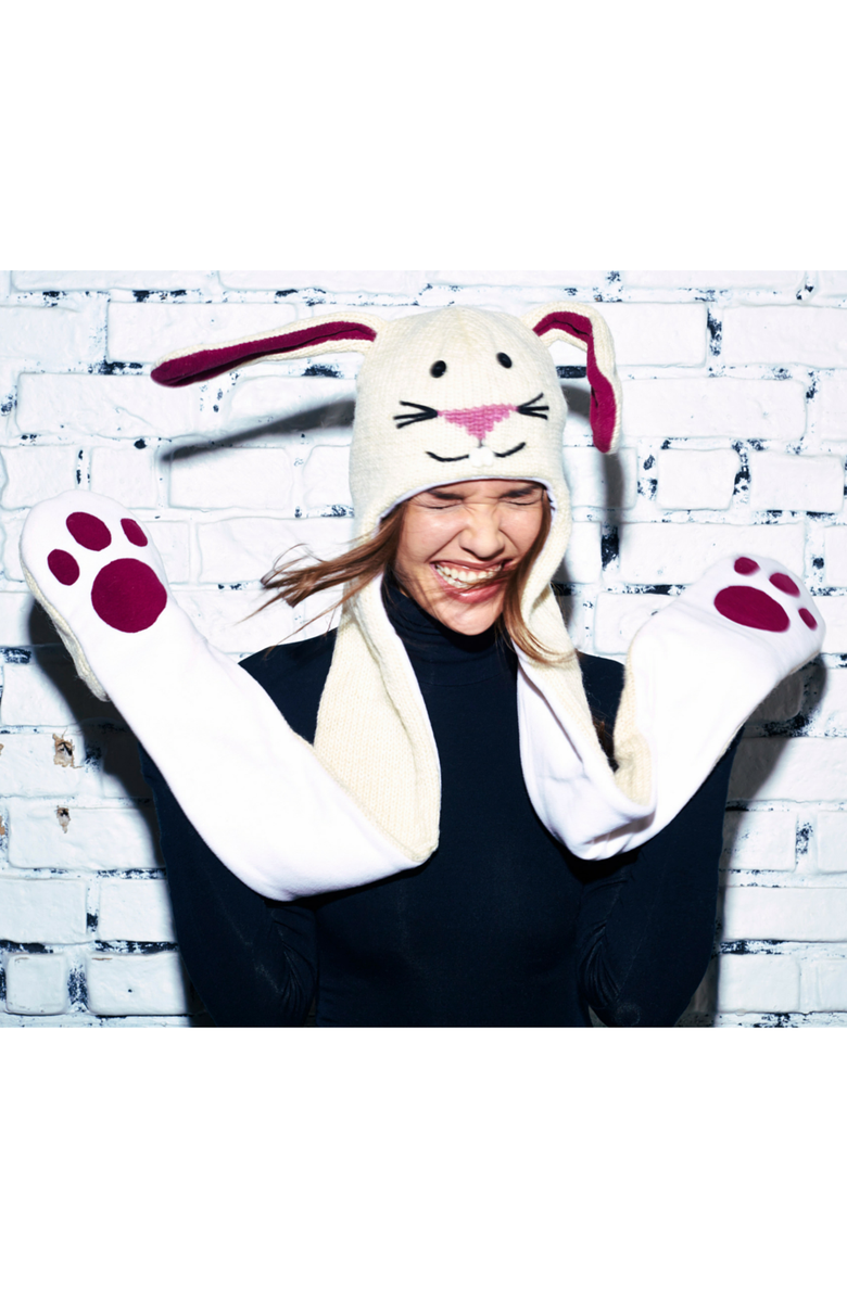 Nirvanna Designs Bunny Hatscarf, Alternate, color, White