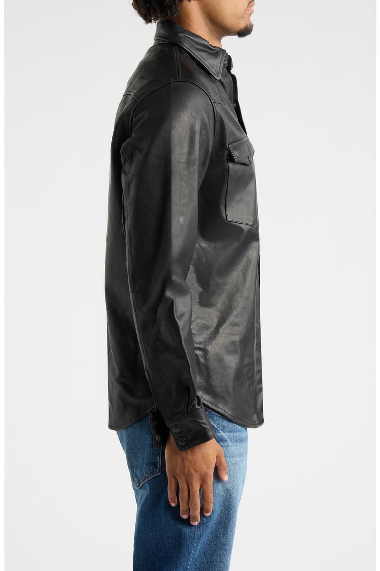 Western Leather Shirt Jacket, Alternate, color, BLACK