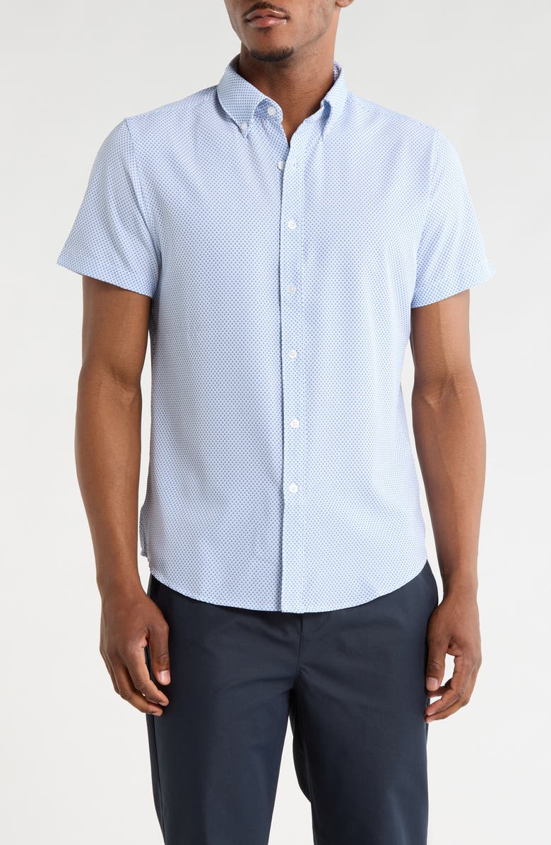 DENIM AND FLOWER Dot Print Button-Down Shirt, Main, color, Blue