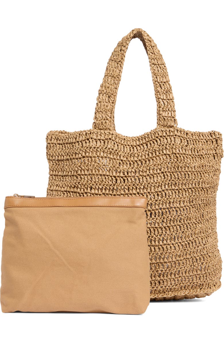 URBAN EXPRESSIONS HANDBAGS Straw Tote, Alternate, color, Camel