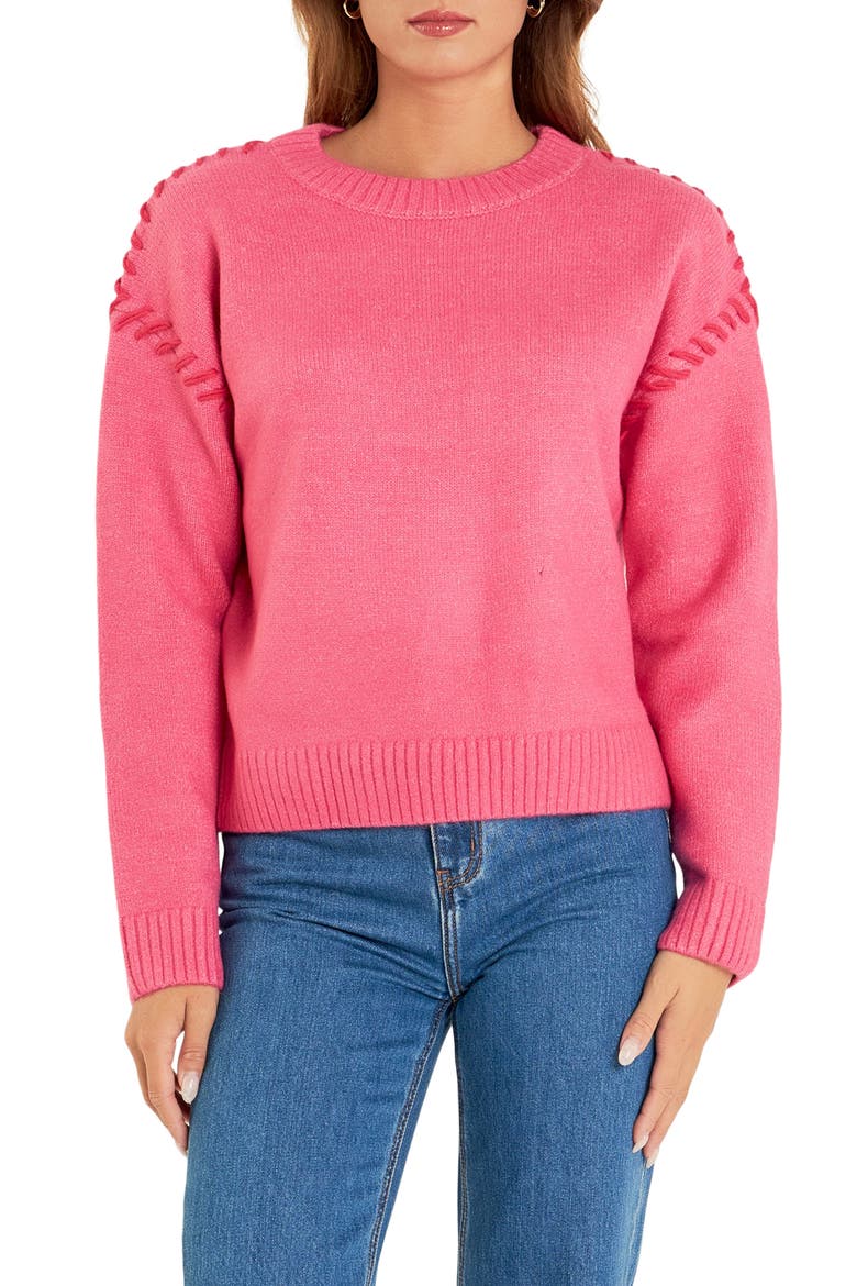 Whipstitch Sweater, Main, color, PINK/ FUCHSIA