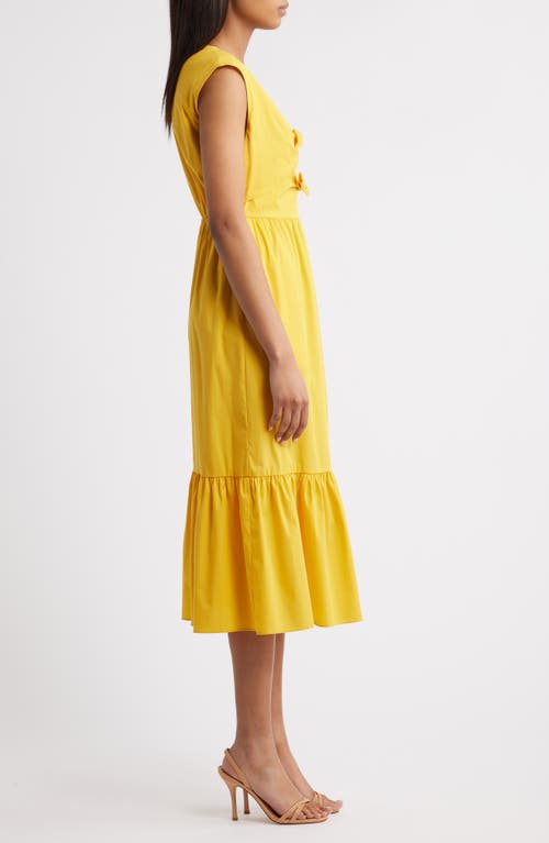 Anne Klein Bow Front Modern Midi Dress In Yellow