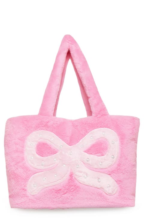 Kids' Bow Plush Tote Bag