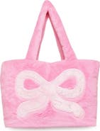 OMG Accessories Kids' Bow Plush Tote Bag