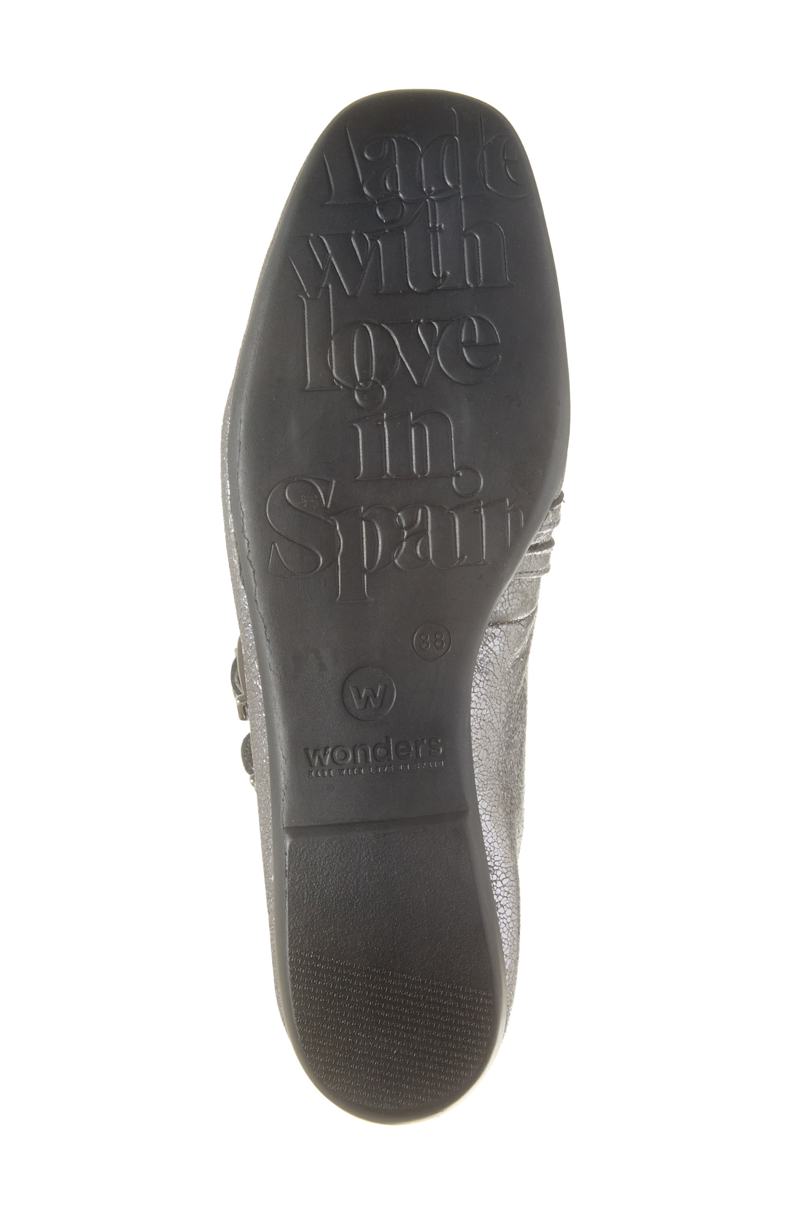 Asymmetric Double Strap Flat, Alternate, color, LEAD METALLIC