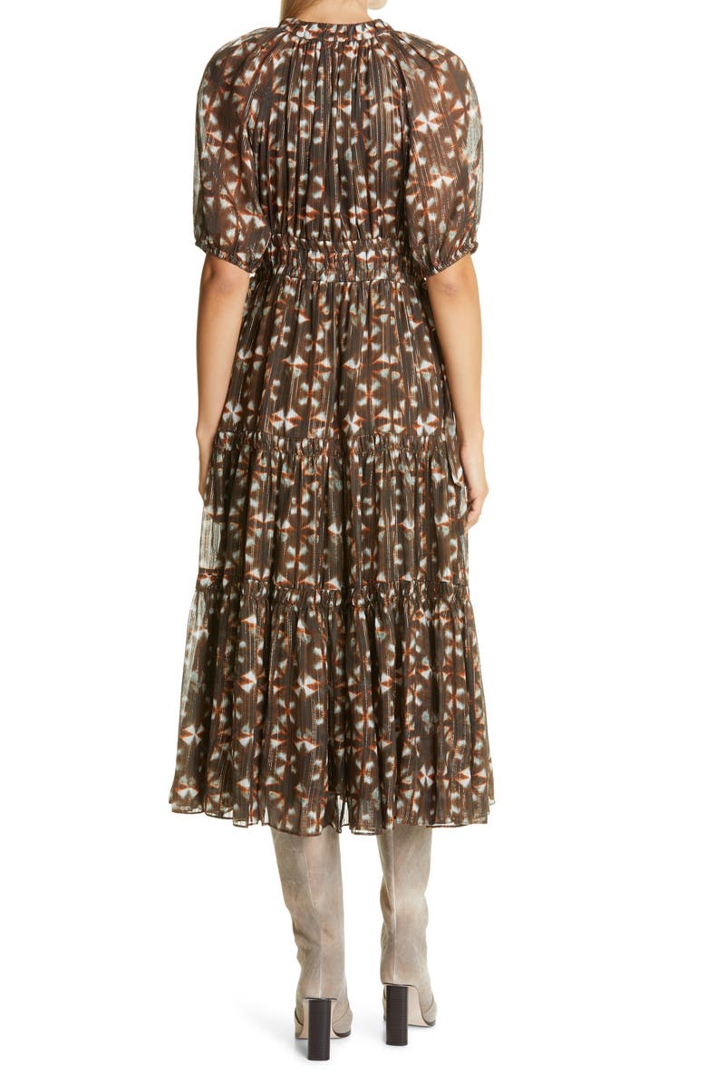 Ulla Johnson Metallic Silk Midi Dress, Alternate, color, 
