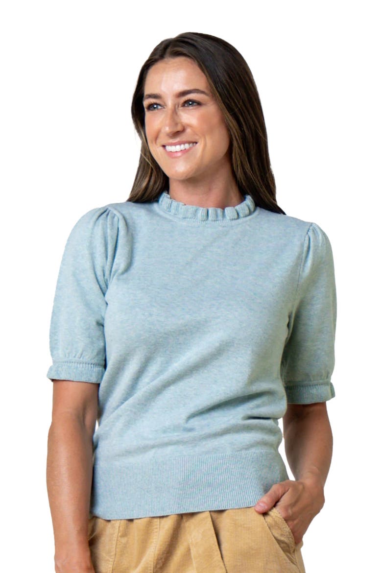 Women's Organic Puff Sleeve Sweater, Main, color, Dusty Blue Heather