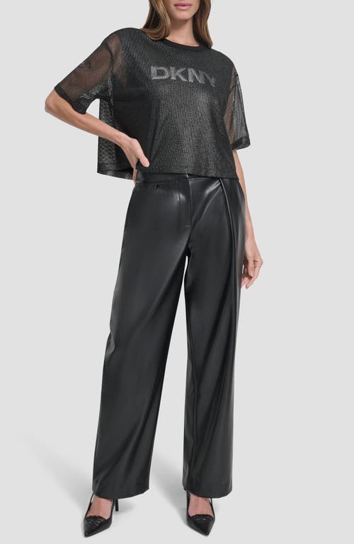 Dkny Mesh Overlay Logo Top In Black