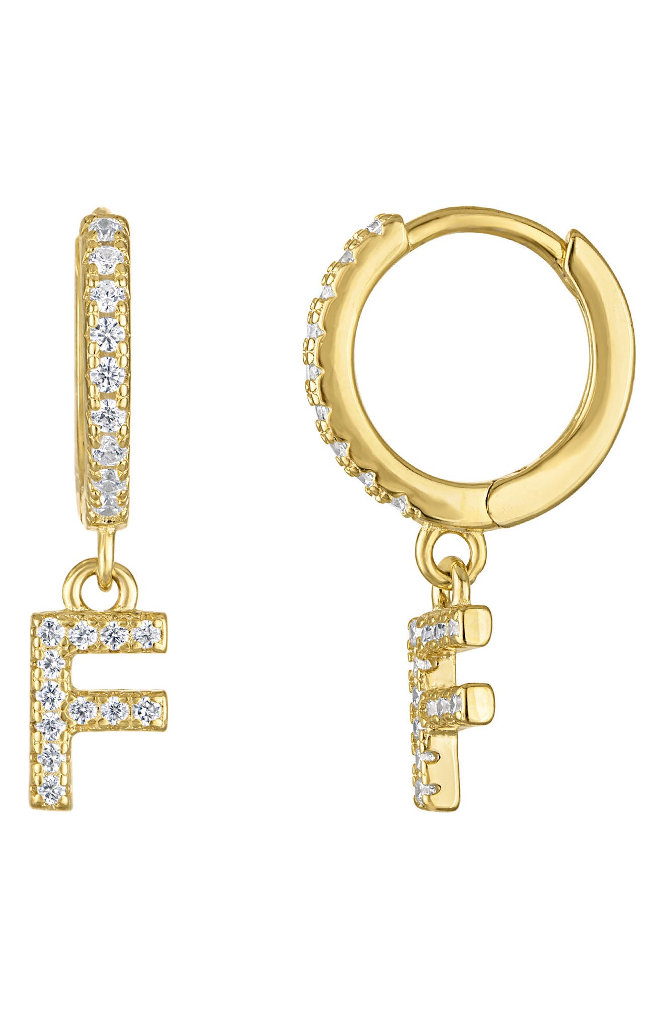 FZN Initial Charm Huggie Hoop Earrings